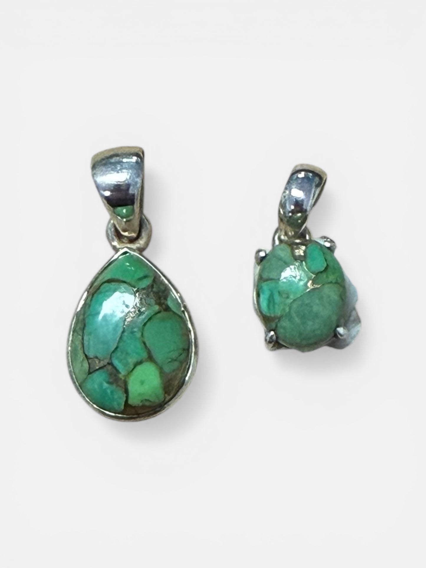 Mohave Green Turquoise Pendants in Silver