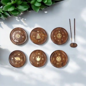 ROUND SHEESHAM WOODEN INCENSE HOLDER