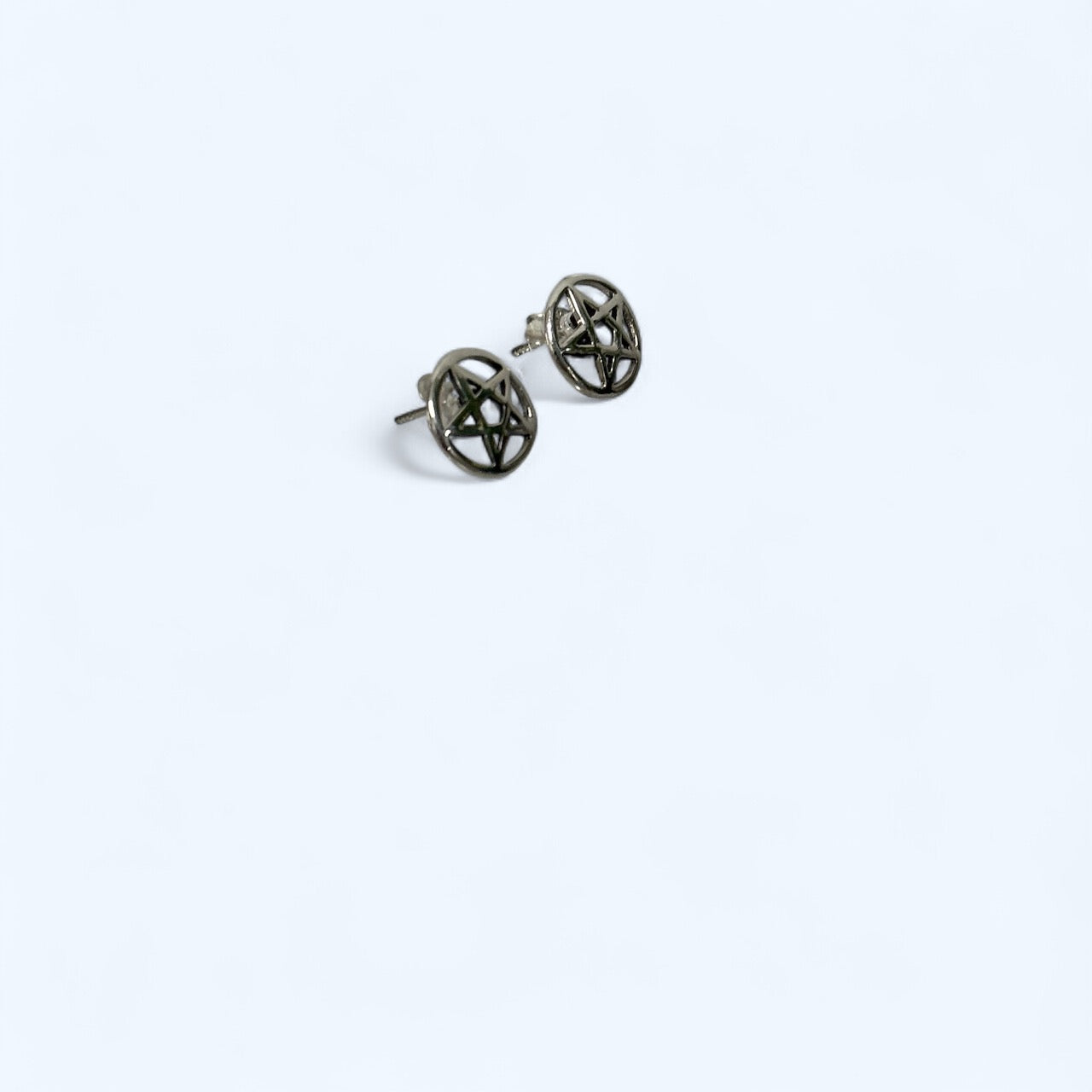 Pentagram Silver Stud Earrings
