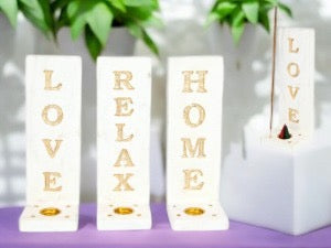 White Wash Incense Tower with Wording