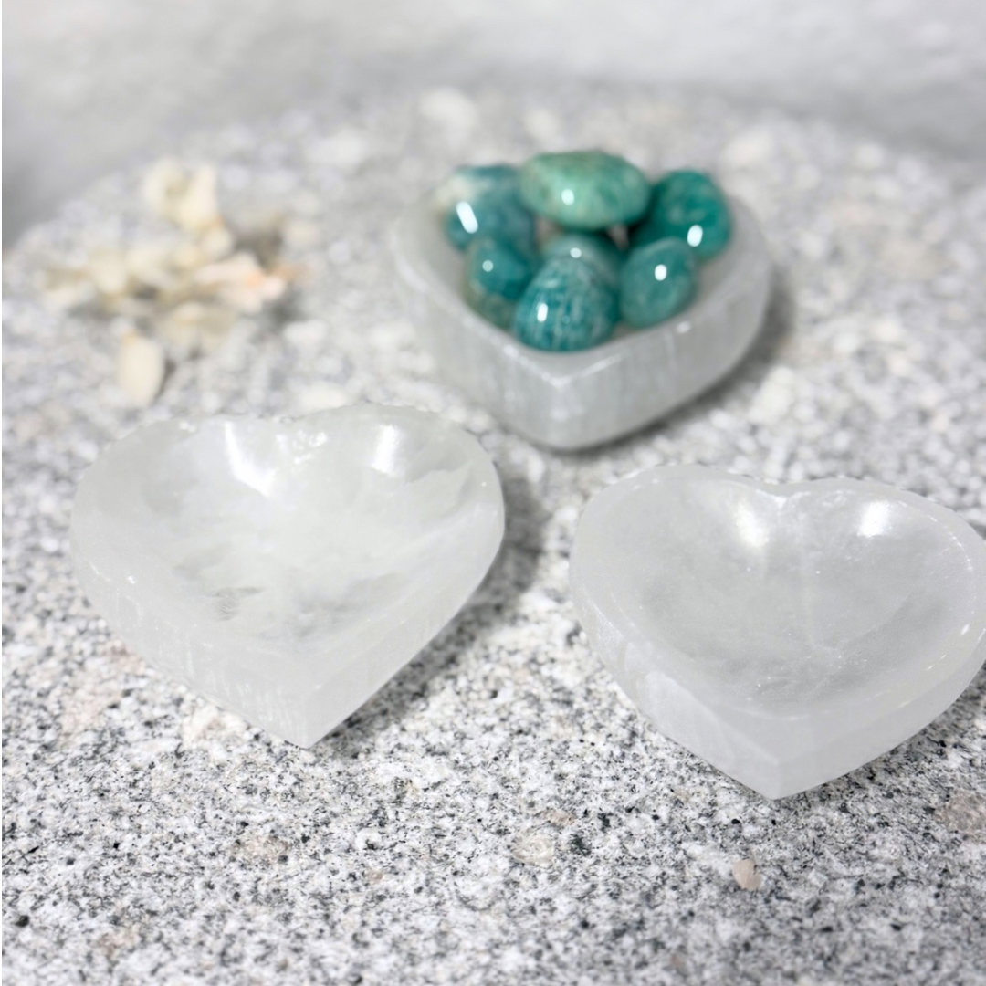 Selenite Heart Bowls 6cm