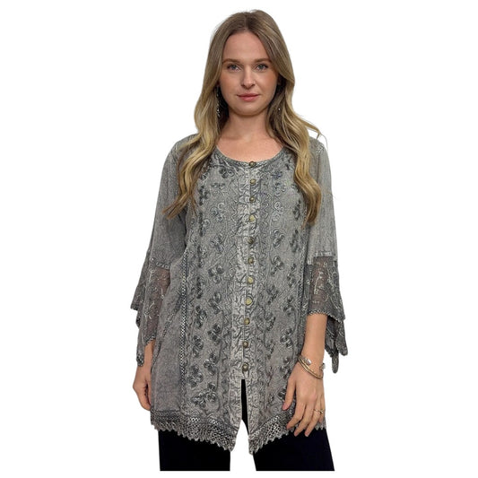 Brianne Stonewash Long Sleeve Blouse