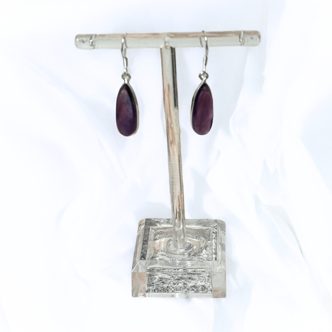Amethyst Long Drop Earrings in Silver