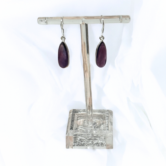 Amethyst Long Drop Earrings in Silver