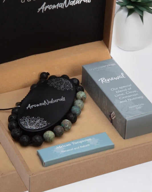 Renewal/African Turquoise and Lava Stone Bracelet Aroma Set.