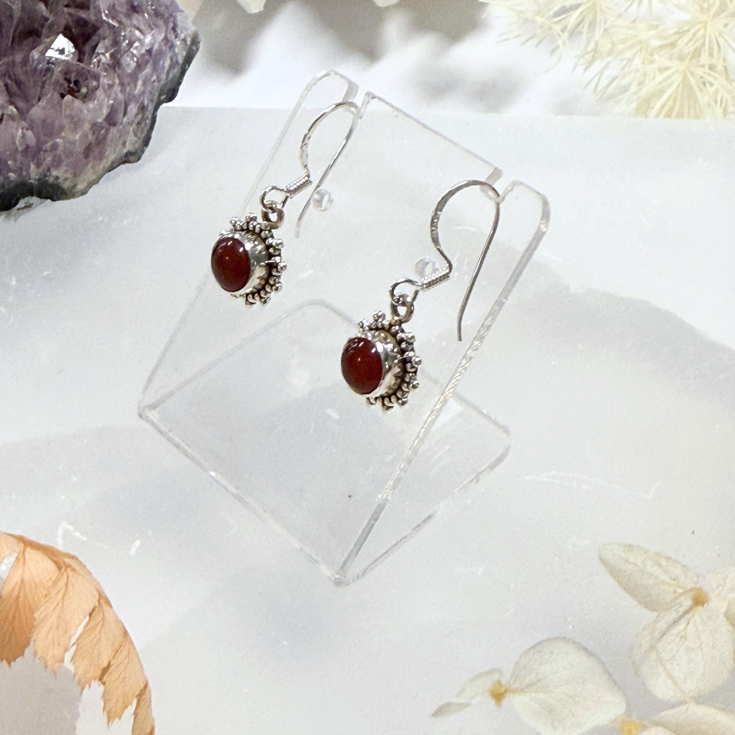 Carnelian Oval Silver Earring