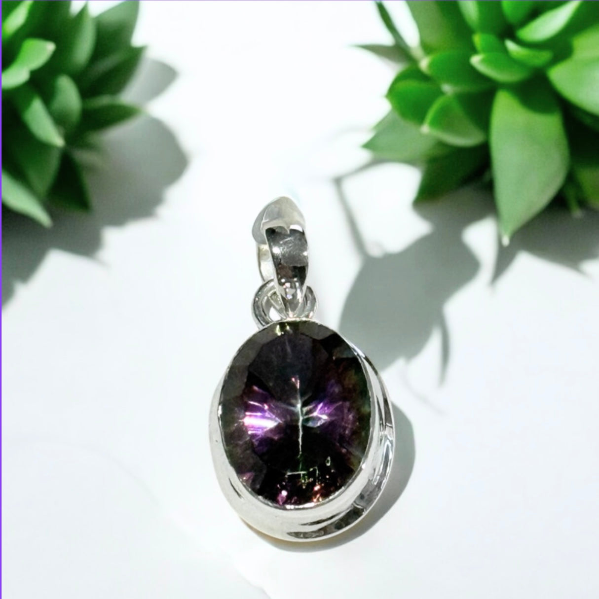 Mystic Topaz Pendant Oval with Serling Silver