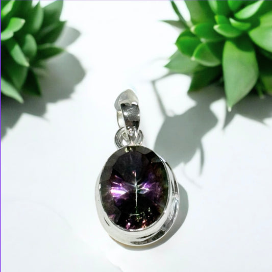 Mystic Topaz Pendant Oval with Sterling Silver