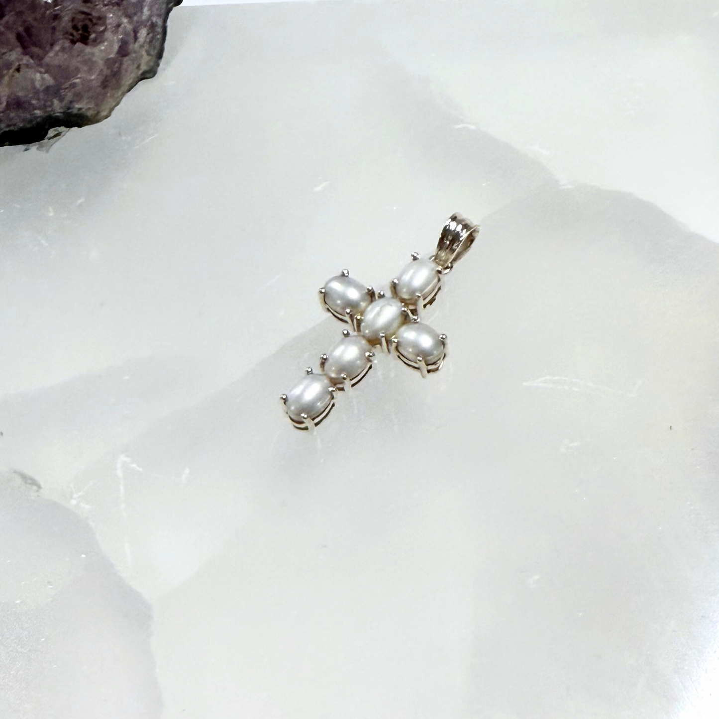 Pearl Silver Cross Pendant