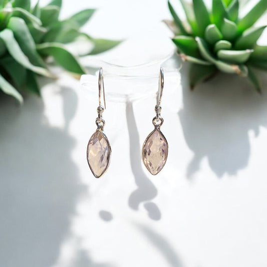 Rose Quartz Diamond Shape Earrings