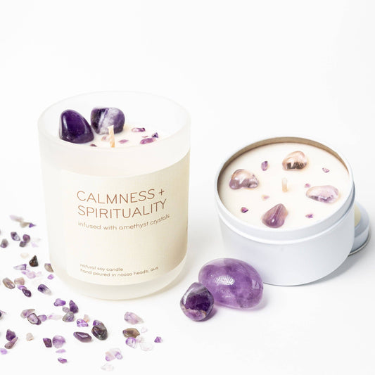 Amethyst Candle - CALMNESS SPIRITUALITY - Lavender Ylang Ylang: Glass (comes in a box)