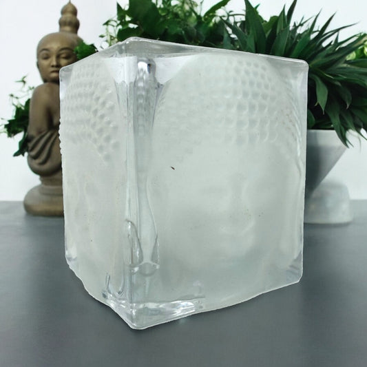 Buddha Tea Light Holder GLASS Medium Cube