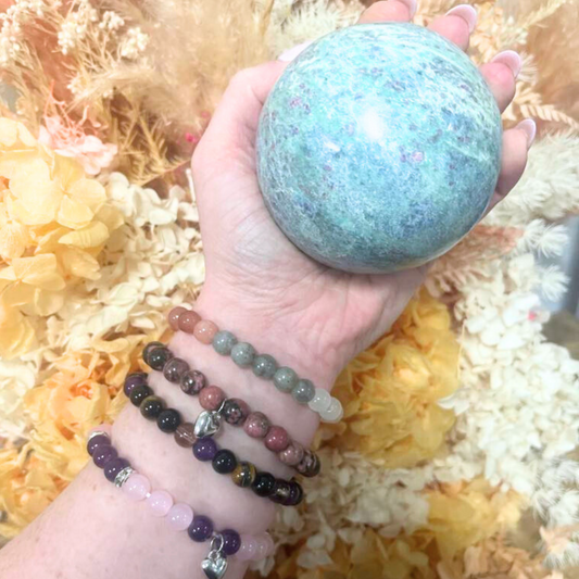Ruby Fuchsite Sphere with Kyanite 002