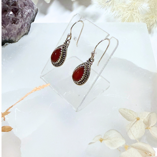 Carnelian Oval Silver Earring