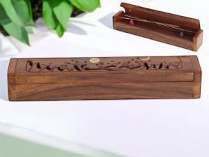 30cm Sun & Moon Mango Wood Incense Box