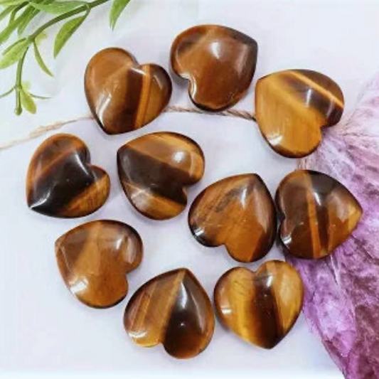 Tiger Eye Puffy Heart