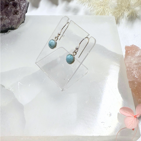 Larimar Silver Round Earrings