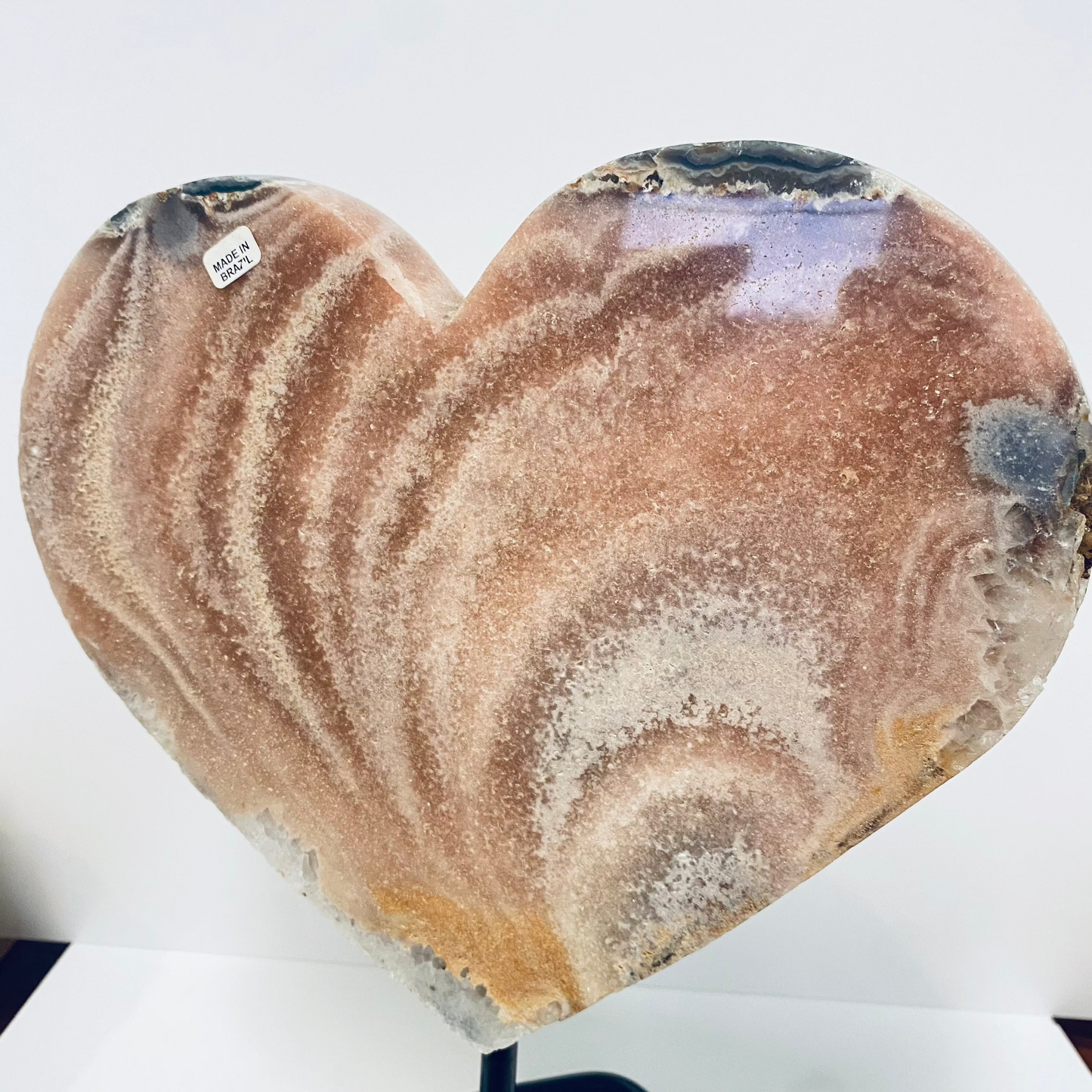 Pink Amethyst Heart Slice on Stand