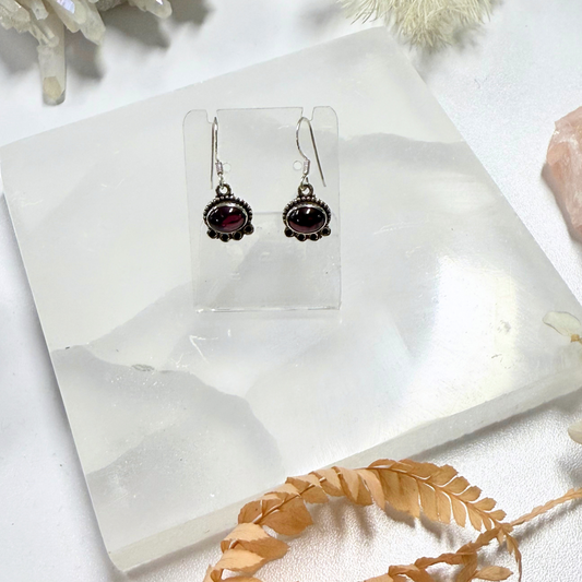 Indian Ruby Goddess Silver Earrings