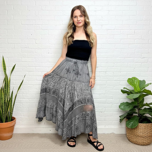 Luna Stonewash Bohemian Skirt