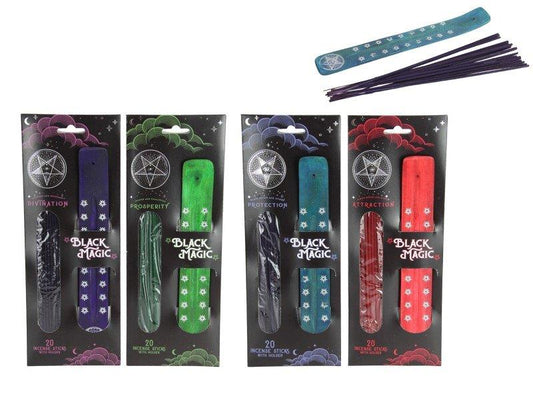 BLACK MAGIC INCENSE WITH LONG FLAT HOLDER