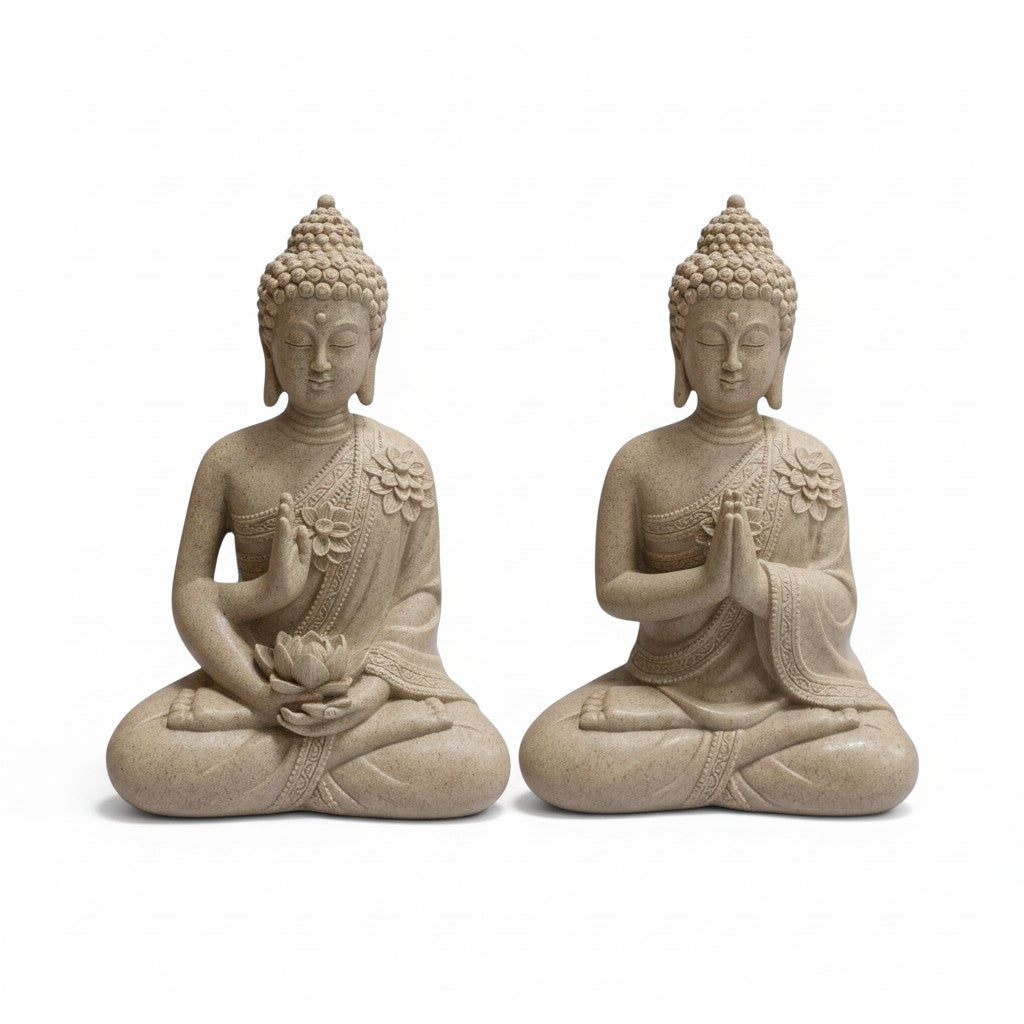 Sitting Buddha with Floral Design