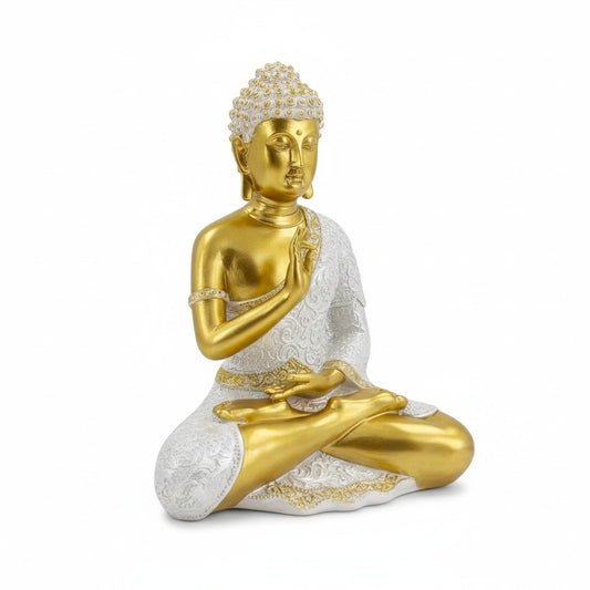Sitting Gold Rulai Buddha Statue in Pearlized Finish
