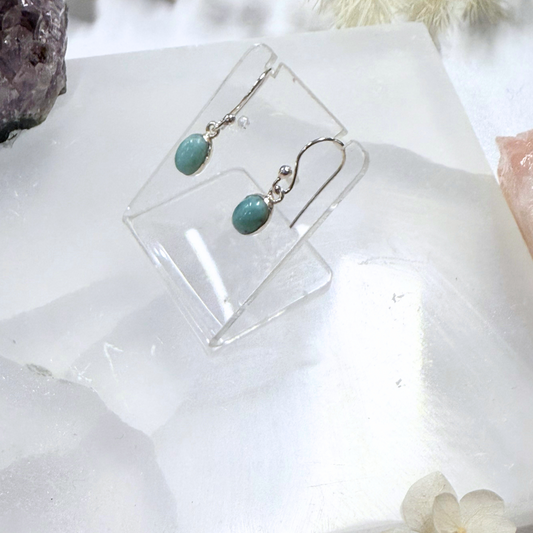Larimar Silver Oval Earrings