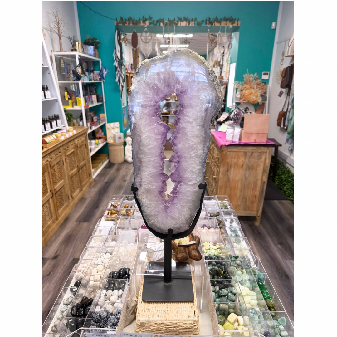 Amethyst Slice on Stand - Large