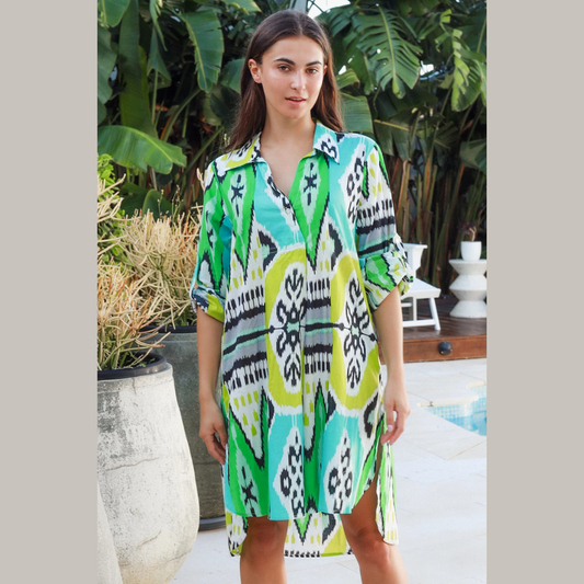 Marco Shirt Dress Parker Ikat Lime