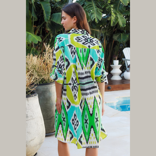 Marco Shirt Dress Parker Ikat Lime