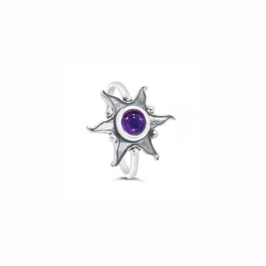 Amethyst Star Ring in Silver