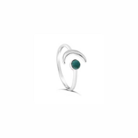 Bohemian Crescent Moon Turquoise Ring in Silver