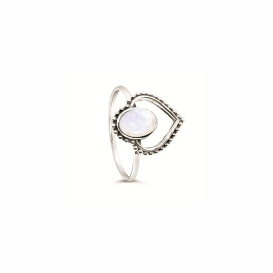 Moonstone Heart Ring in Silver