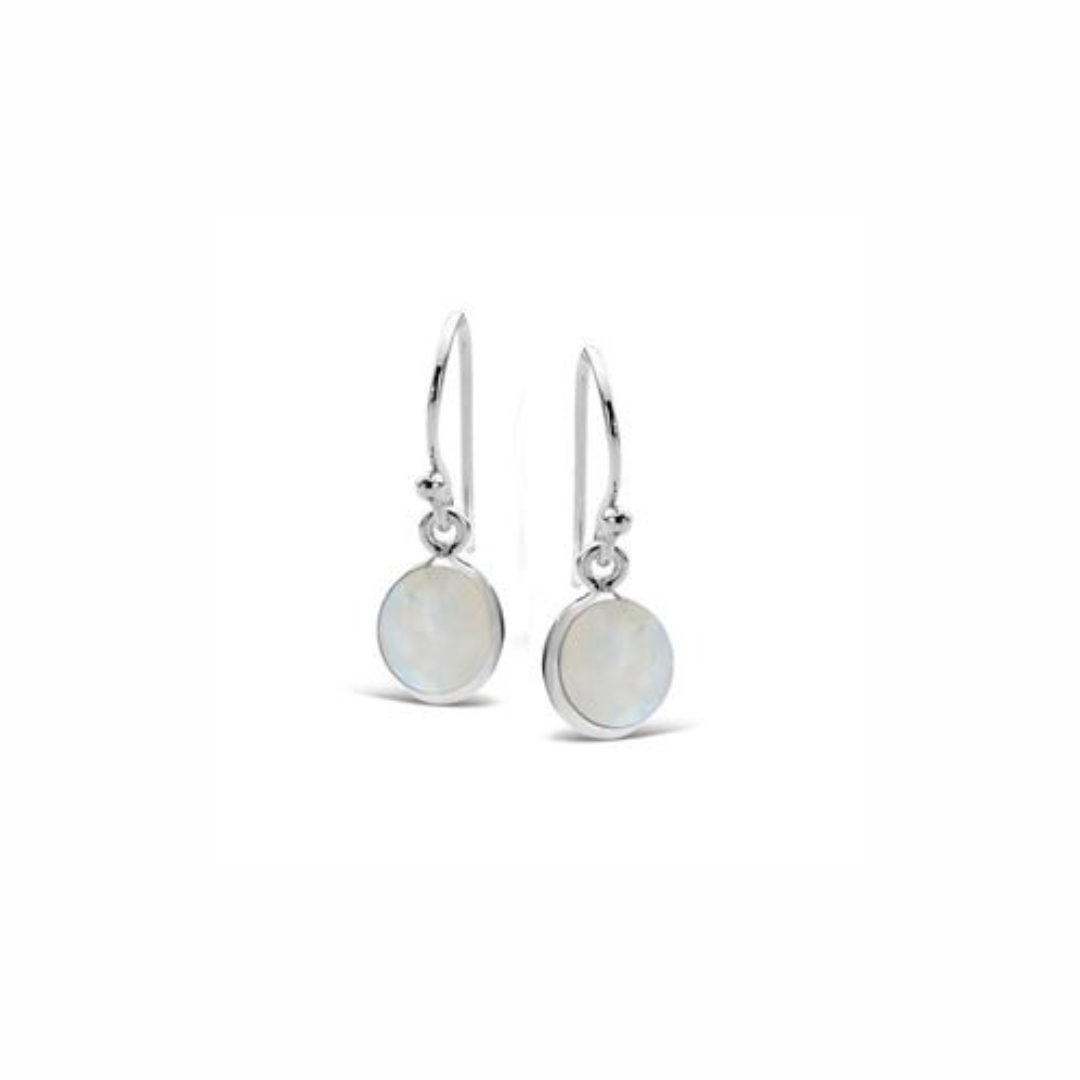 Moonstone Round Earrings in Silver