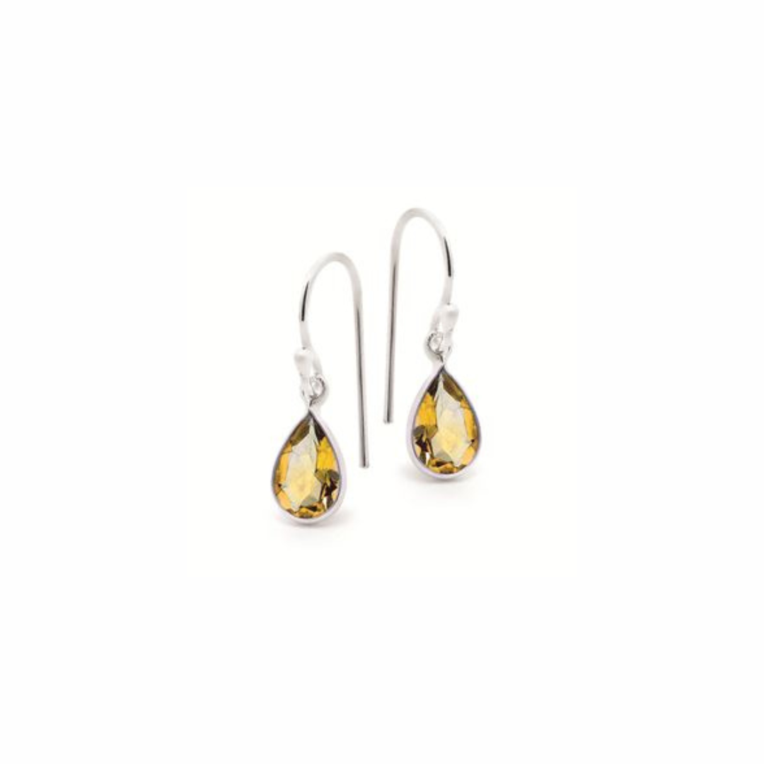Citrine Faceted Earring in Silver