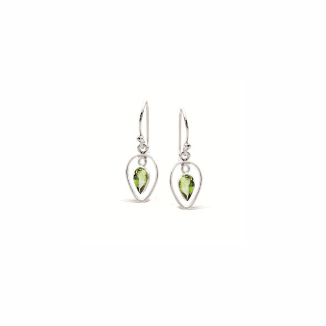 Peridot Faceted Earring in Silver