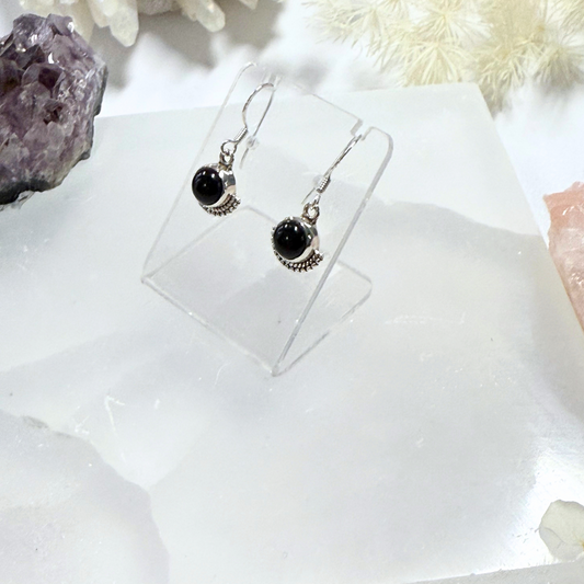 Black Obsidian Tibetan Silver Earring
