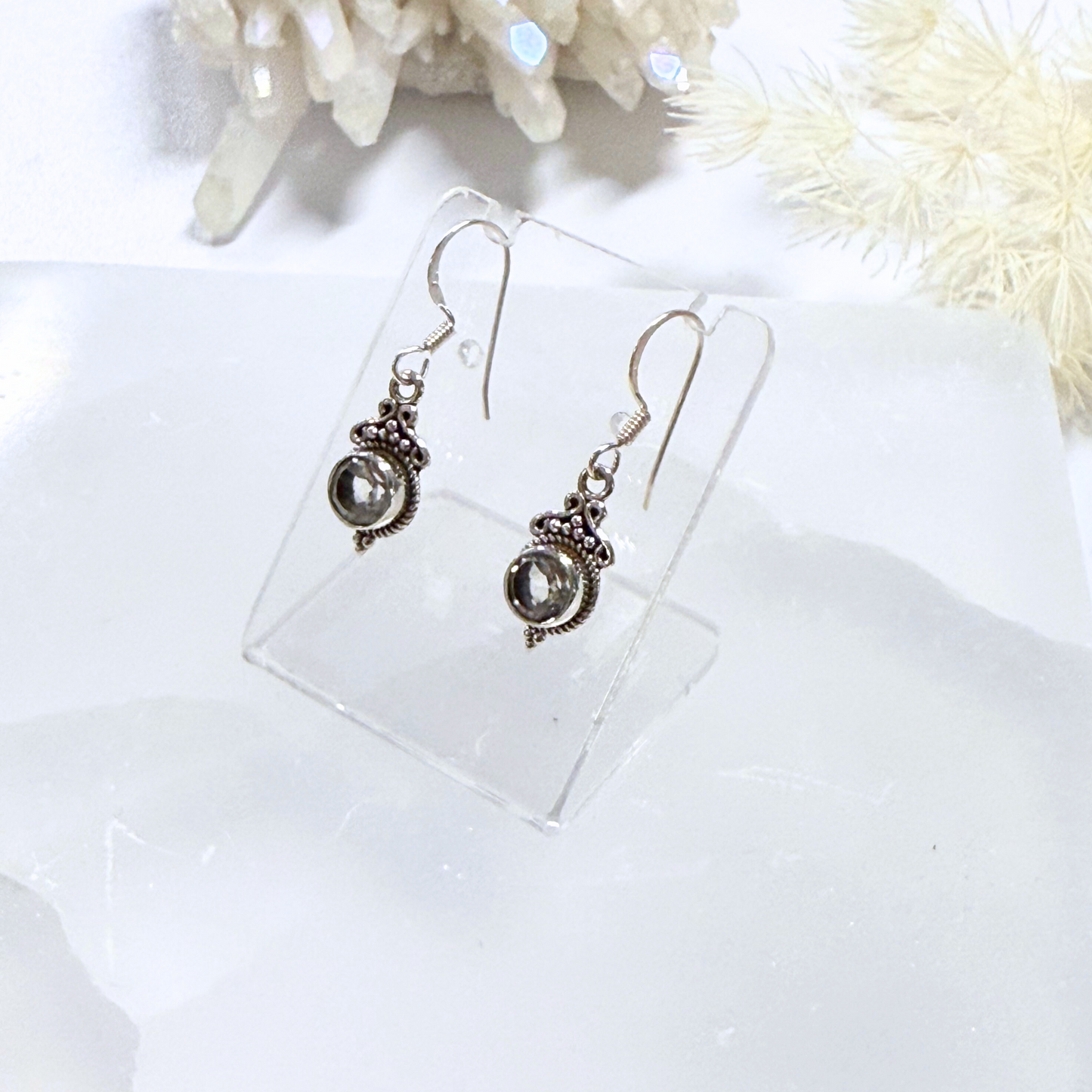 Lemon Quartz Silver Goddess Earrings