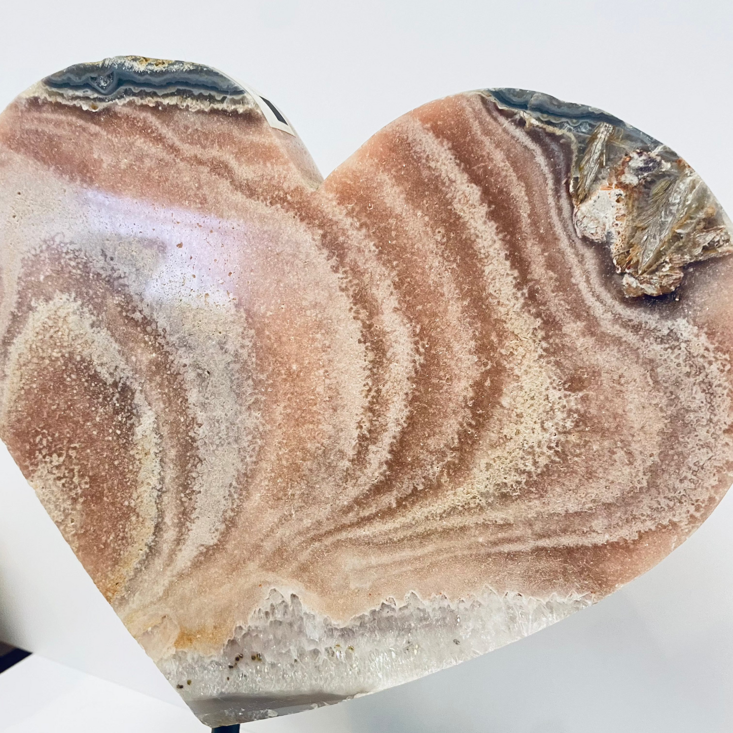 Pink Amethyst Heart Slice on Stand