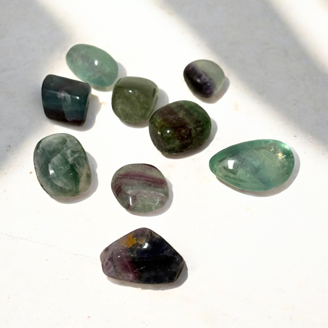 Rainbow Fluorite Crystal Tumbles ~ Mental Clarity Study & Balance