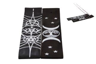 Black & White Incense Holder with Tree of Life Triple Moon