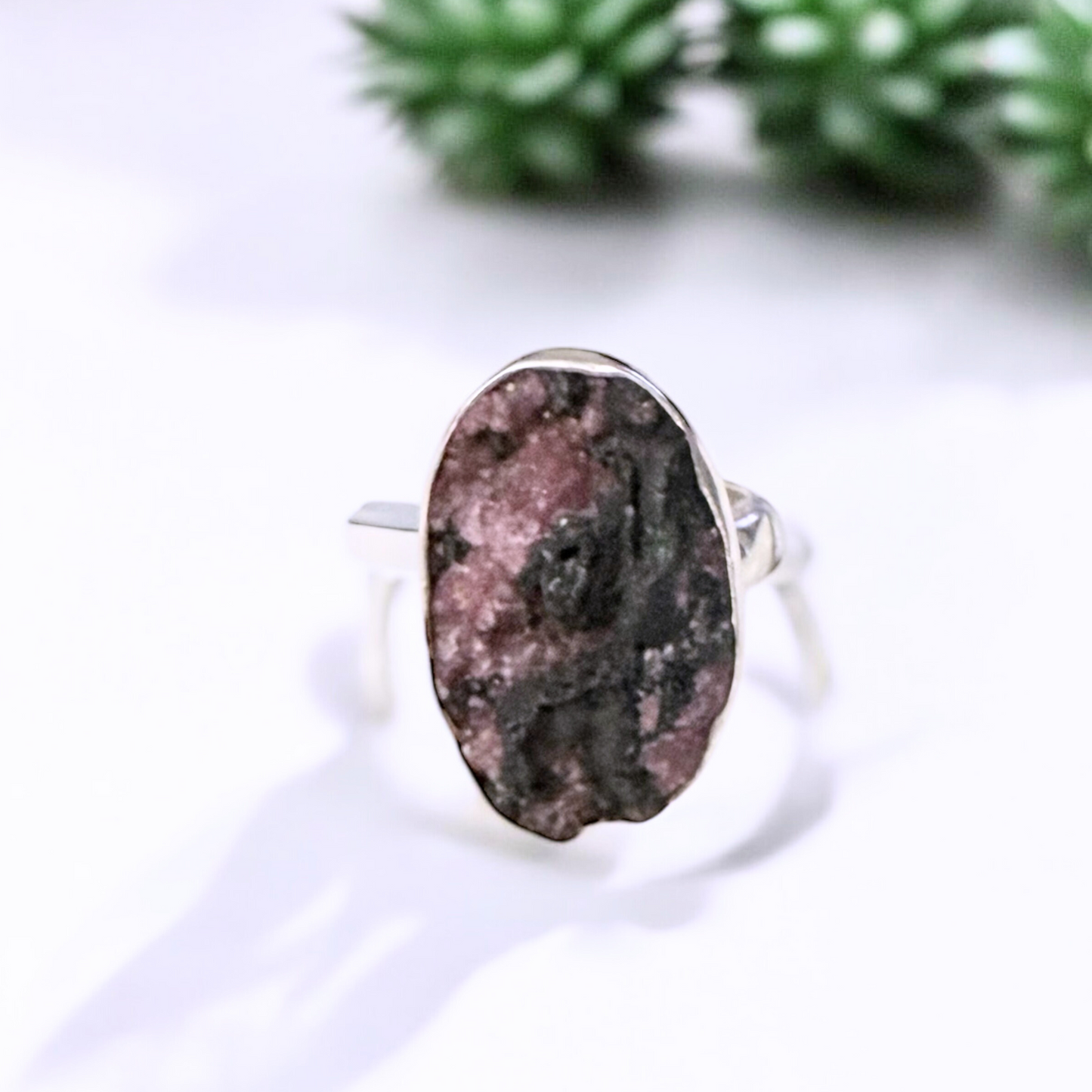 Pink Cobalto Calcite Ring in Silver