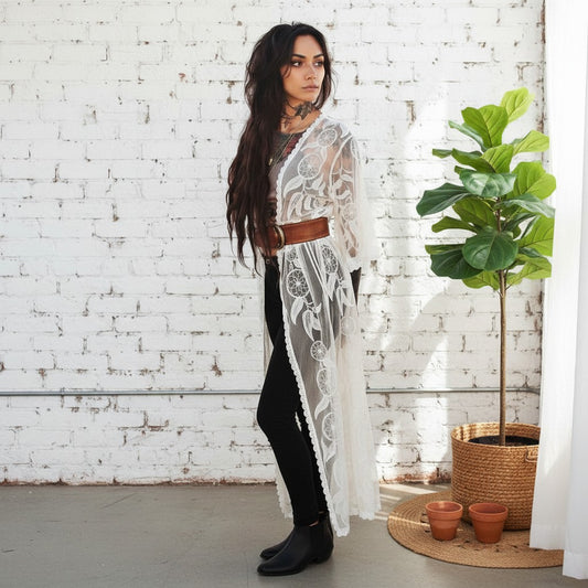 DREAMCATCHER Lace Duster - White