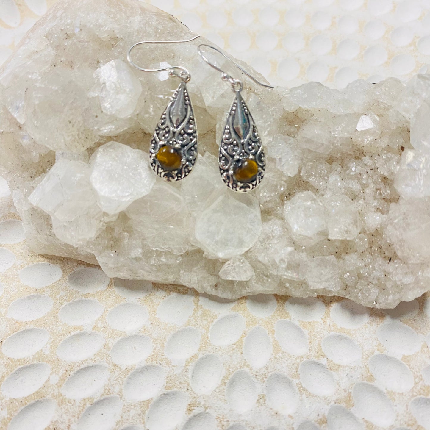 Tiger Eye Earrings Silver