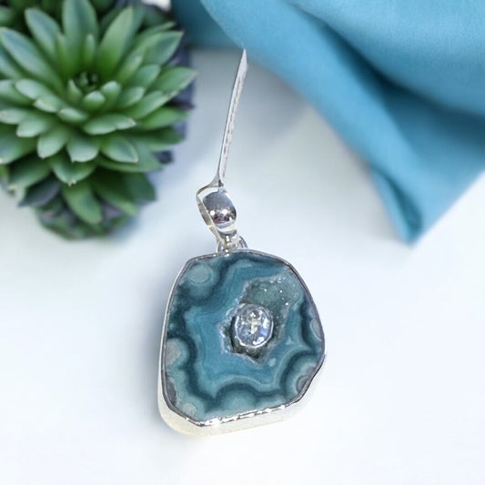 Aquamarine and Blue Agate Slice Mexican