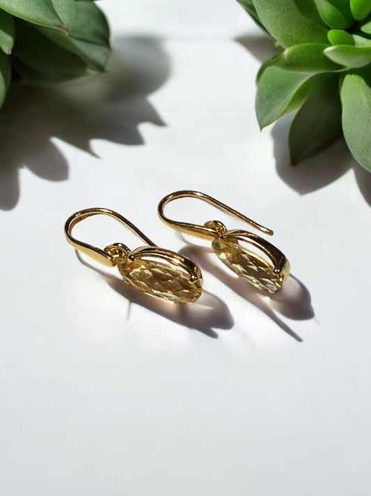 Citrine Diamond Gold Earrings