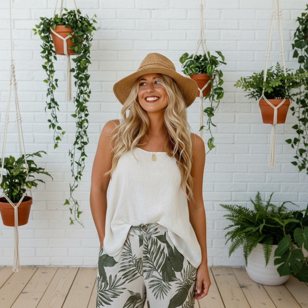 Bohemian Straw Hat with Beads