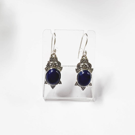 Lapis Lazuli Persian Goddess Silver Earrings