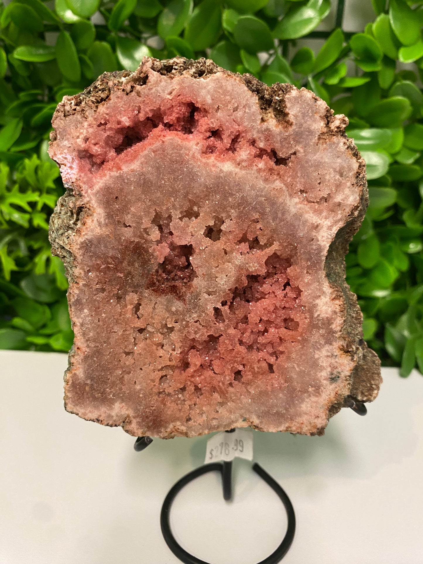 Pink Amethyst Slice on Stand